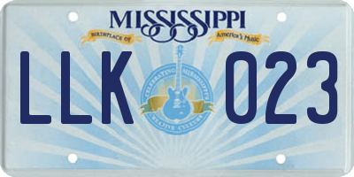 MS license plate LLK023