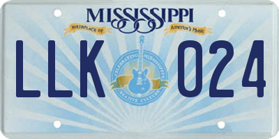 MS license plate LLK024