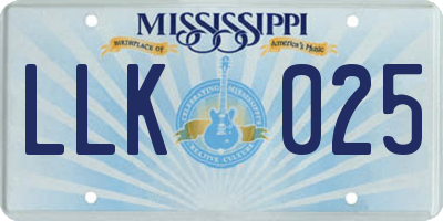 MS license plate LLK025