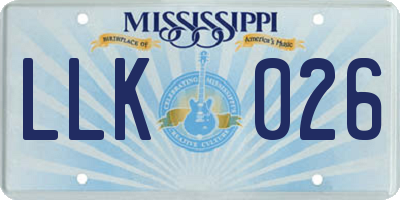 MS license plate LLK026