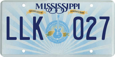 MS license plate LLK027