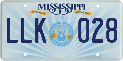 MS license plate LLK028