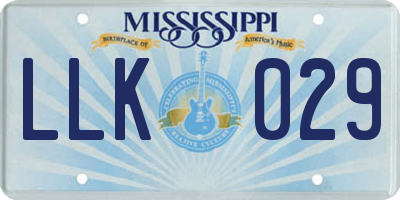 MS license plate LLK029