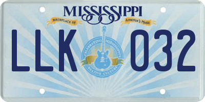 MS license plate LLK032