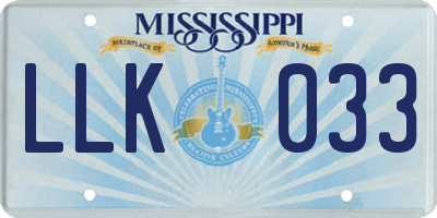 MS license plate LLK033