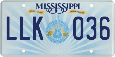 MS license plate LLK036