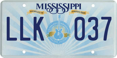MS license plate LLK037