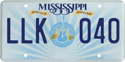 MS license plate LLK040