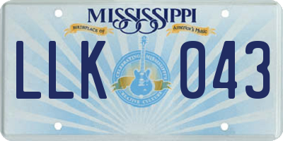 MS license plate LLK043
