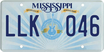 MS license plate LLK046
