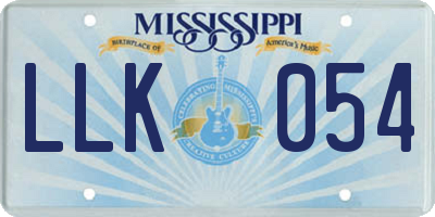 MS license plate LLK054