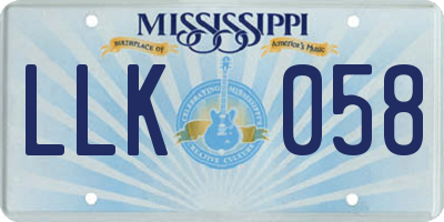 MS license plate LLK058