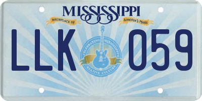 MS license plate LLK059