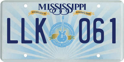 MS license plate LLK061