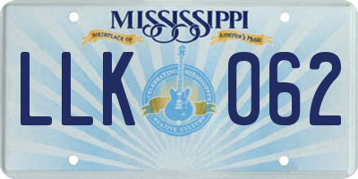 MS license plate LLK062