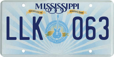 MS license plate LLK063