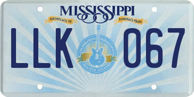 MS license plate LLK067