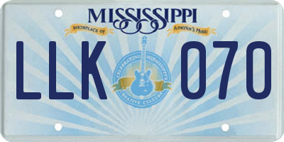 MS license plate LLK070