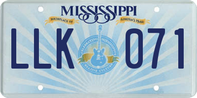 MS license plate LLK071