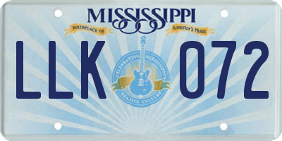 MS license plate LLK072