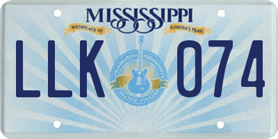 MS license plate LLK074