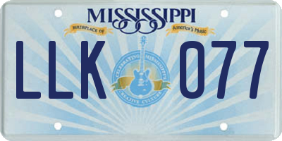 MS license plate LLK077