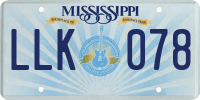 MS license plate LLK078