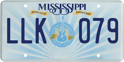 MS license plate LLK079