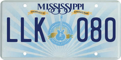 MS license plate LLK080
