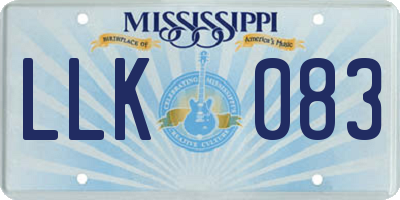MS license plate LLK083