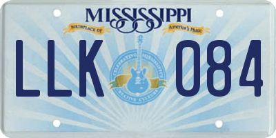 MS license plate LLK084