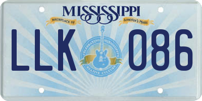 MS license plate LLK086