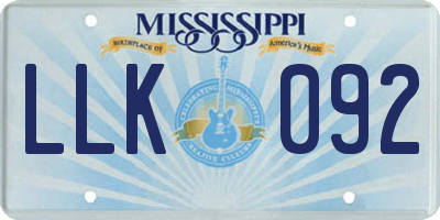 MS license plate LLK092