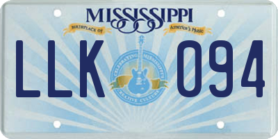 MS license plate LLK094