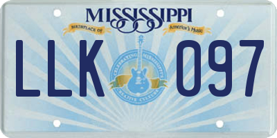 MS license plate LLK097