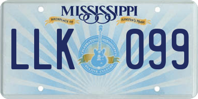 MS license plate LLK099