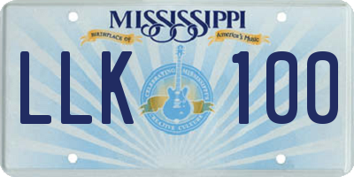 MS license plate LLK100