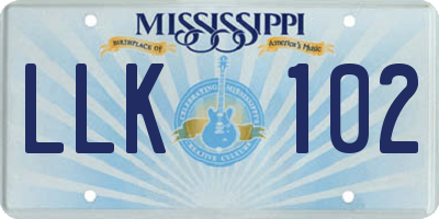 MS license plate LLK102