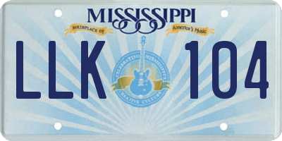MS license plate LLK104