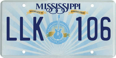 MS license plate LLK106