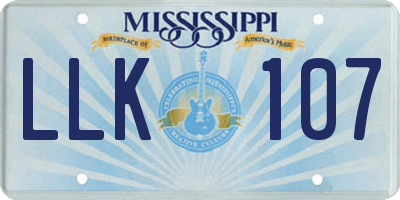 MS license plate LLK107