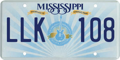 MS license plate LLK108