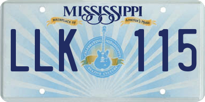 MS license plate LLK115