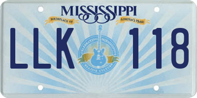 MS license plate LLK118
