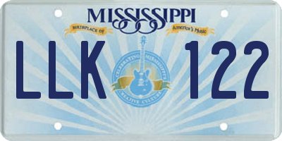 MS license plate LLK122