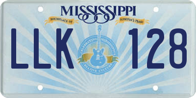 MS license plate LLK128