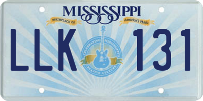 MS license plate LLK131