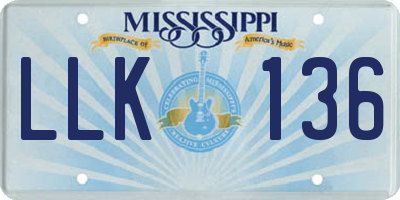 MS license plate LLK136