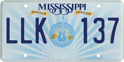 MS license plate LLK137