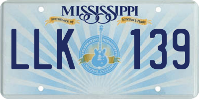 MS license plate LLK139